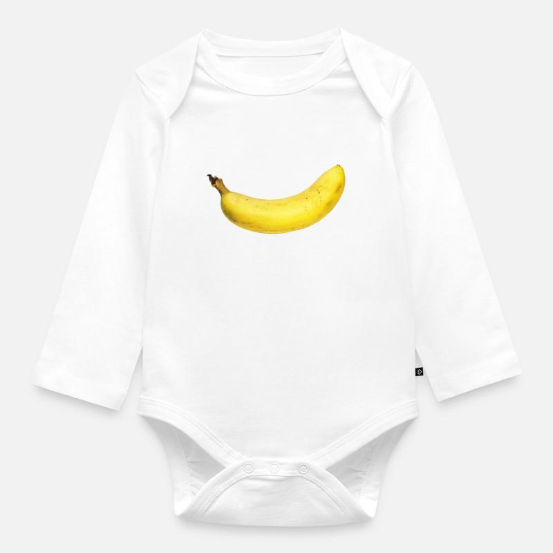 banane - Body Bébé bio manches longues - blanc