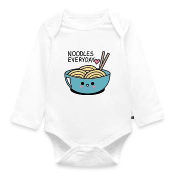 Nudeln jeden Tag - süße und kawaii Nudeln - Baby Bio-Langarm-Body - Weiß - Vorne