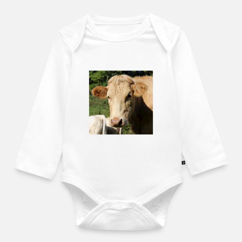 Affiche vache - Body Bébé bio manches longues - blanc
