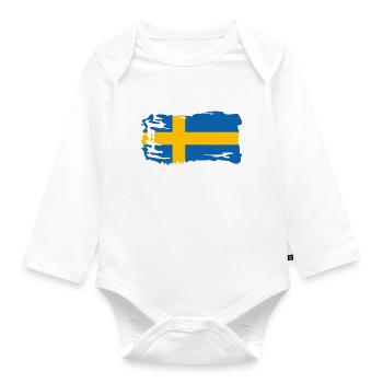 Schweden Flagge Skandinavien Malmö Sverige - Baby Bio-Langarm-Body - Weiß - Vorne