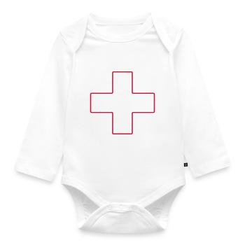 Matterhorn | Swiss flag | Switzerland Hiking - Organic Longsleeve Baby Bodysuit - white - Front