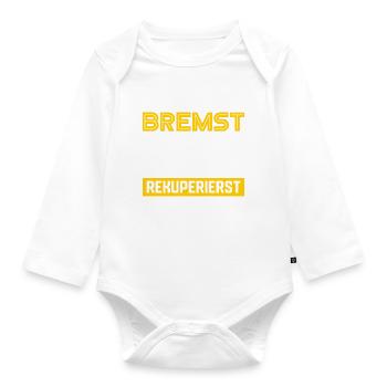 E-Auto Geschenk - Baby Bio-Langarm-Body - Weiß - Vorne