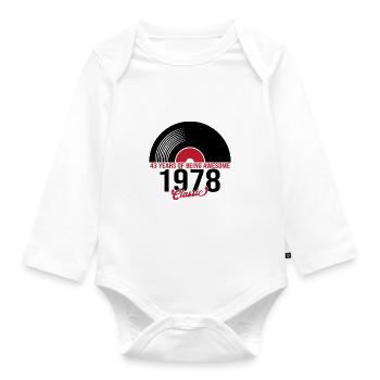 Musique vinyle classique 1978, 43 ans - Body Bébé bio manches longues - blanc - Devant