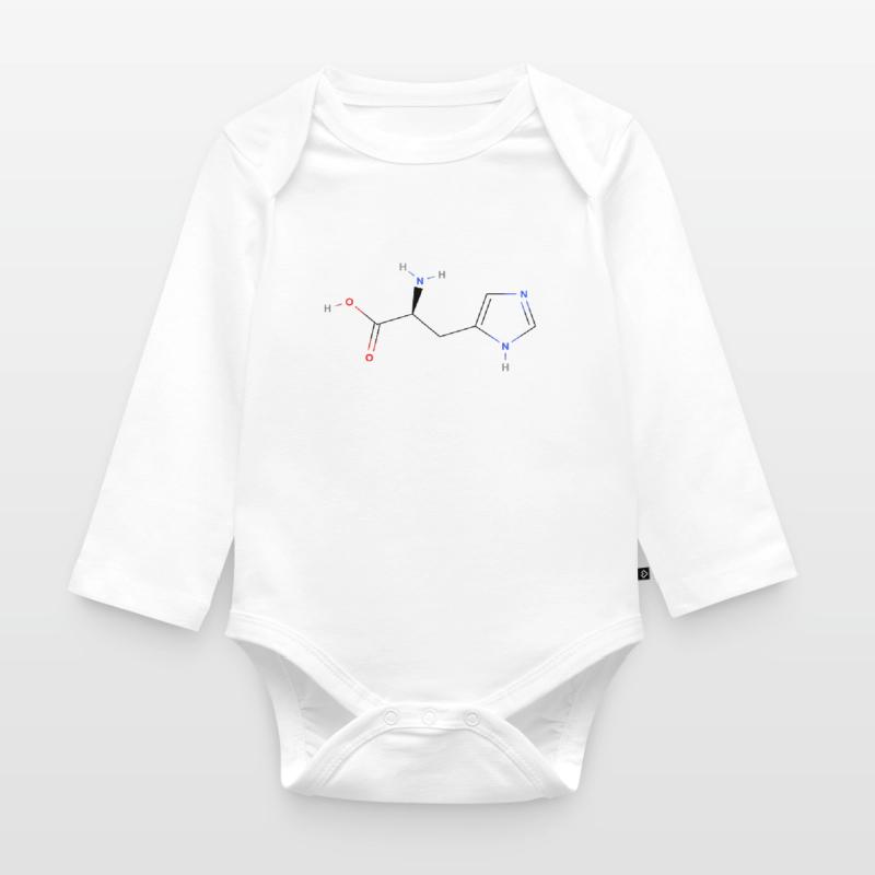 Molécule d’histidine - Formule structurale colorée Body Bébé bio manches longues