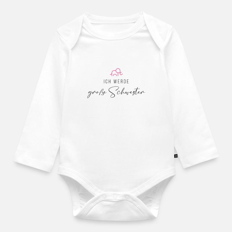 Ich werde große Schwester - Baby Bio-Langarm-Body - Weiß