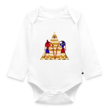 Egyptian gods ancient Pyramid - Organic Longsleeve Baby Bodysuit - white - Front