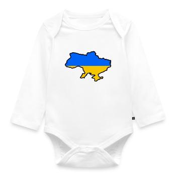 Ukraine - Baby Bio-Langarm-Body - Weiß - Vorne