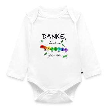 Danke, dass Du uns wachsen geholfen hast! Raupe - Baby Bio-Langarm-Body - Weiß - Vorne