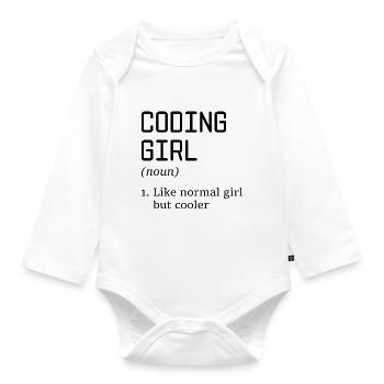 Coding Girl Definition Noun Software Developer Pro - Baby Bio-Langarm-Body - Weiß - Vorne