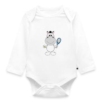 ZEBRA - TENNIS - TENNISSPIELER - TENNISSCHLÄGER - Baby Bio-Langarm-Body - Weiß - Vorne