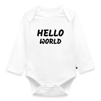 HELLO WORLD - Baby Bio-Langarm-Body - Weiß - Vorne