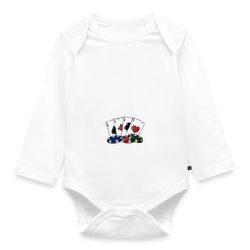 Feigning Flops & Juggling Rocks Poker Funny Poker - Organic Longsleeve Baby Bodysuit - white - Front