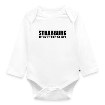 Strasbourg coordinates - Organic Longsleeve Baby Bodysuit - white - Front