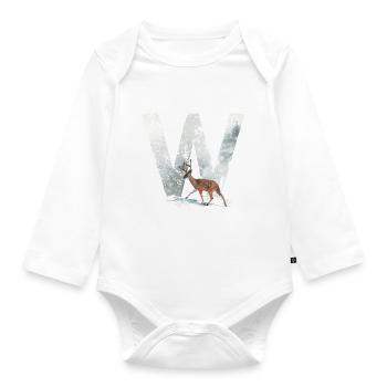 W – decorative character – winter - Organic Longsleeve Baby Bodysuit - white - Front