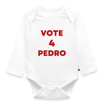 vote Pedro Napoleon funny election text - Organic Longsleeve Baby Bodysuit - white - Front