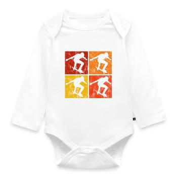 Skateboarder Skateboard Skater Skate Skateing - Organic Longsleeve Baby Bodysuit - white - Front
