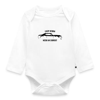 CHALLENGER DÄMON SLOGAN - Baby Bio-Langarm-Body - Weiß - Vorne