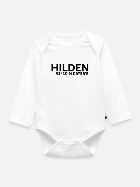 Hilden Koordinaten - Baby Bio-Langarm-Body - Weiß