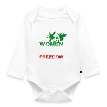 woman life freedom, vögel,iran,flagge - Baby Bio-Langarm-Body - Weiß - Vorne