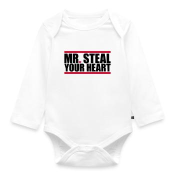 Mr steal your heart - Organic Longsleeve Baby Bodysuit - white - Front