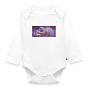 Space Cat - Baby Bio-Langarm-Body - Weiß - Vorne