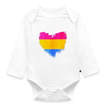 pansexual,heart,LGBT,flag,graphic - Organic Longsleeve Baby Bodysuit - white - Front