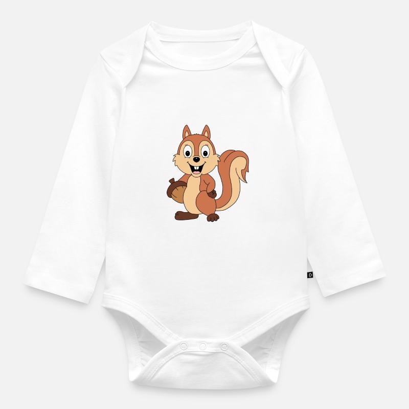 EICHHÖRNCHEN - EICHEL - TIER - TIERISCH - TIERISCH - Baby Bio-Langarm-Body - Weiß