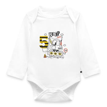 Birthday 5 Years Boy Excavator Construction Site - Organic Longsleeve Baby Bodysuit - white - Front