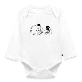 Mammoth caveman - Organic Longsleeve Baby Bodysuit - white - Front