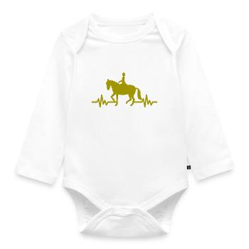 Heartbeat - Horse Stallion Mare Ross Polo - Organic Longsleeve Baby Bodysuit - white - Front