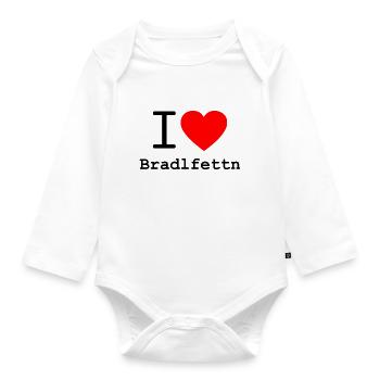 I love Bradlfettn - ich liebe Bratenfett Dialekt - Baby Bio-Langarm-Body - Weiß - Vorne