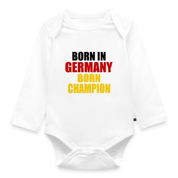 born in germany born champion - - Organic Longsleeve Baby Bodysuit - white - Front