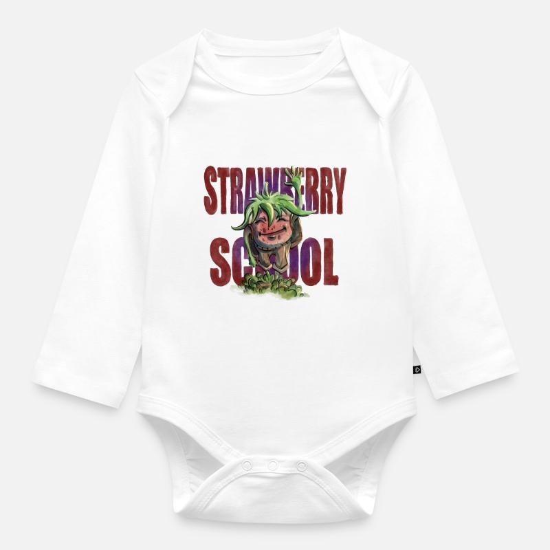 Strawberry School - Body Bébé bio manches longues - blanc