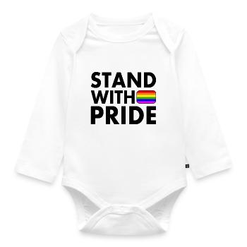 Stand with pride - Organic Longsleeve Baby Bodysuit - white - Front