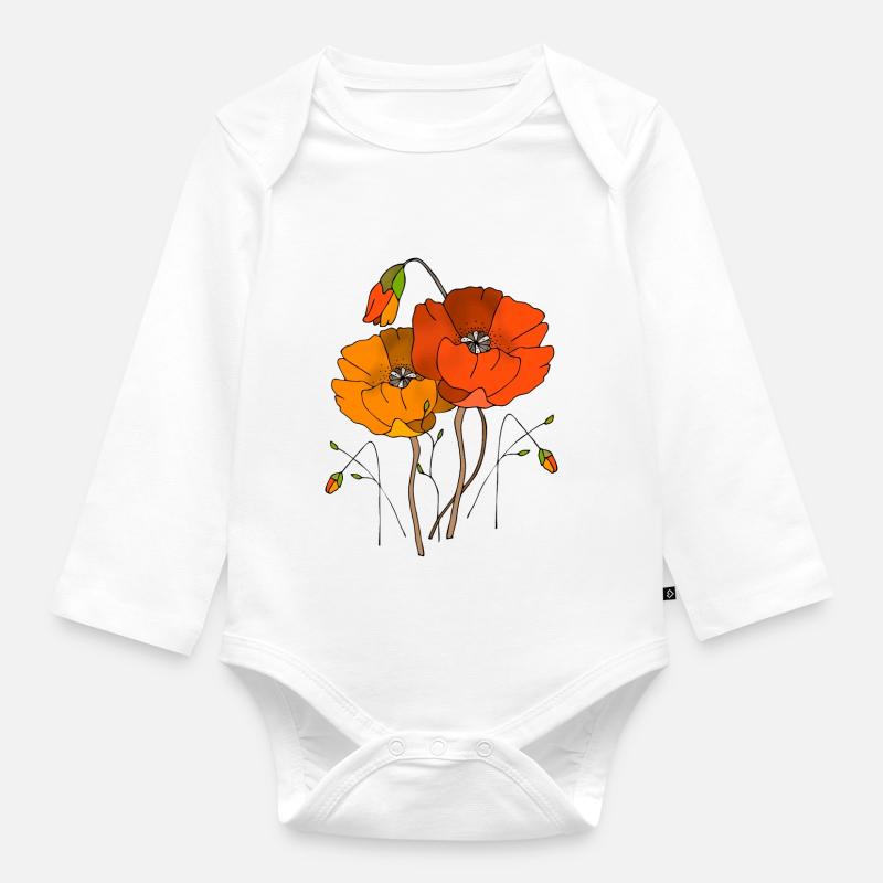 Blumen - Baby Bio-Langarm-Body - Weiß