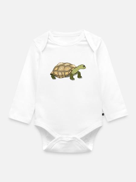 Schildkröte - Baby Bio-Langarm-Body - Weiß