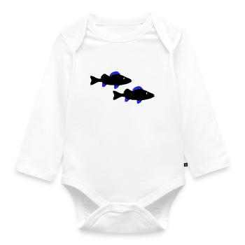 barsch fische - Baby Bio-Langarm-Body - Weiß - Vorne