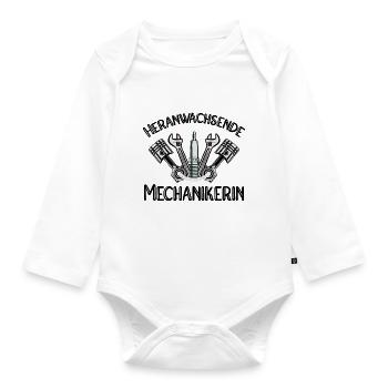 Heranwachsende Mechanikerin Nachwuchs Schrauber - Baby Bio-Langarm-Body - Weiß - Vorne