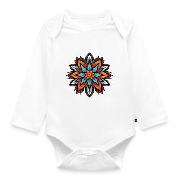 Frost Blume Mandala Symbol Stern Winter - Baby Bio-Langarm-Body - Weiß - Vorne
