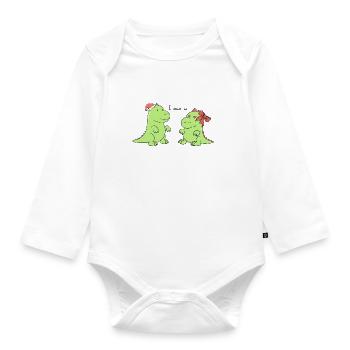 Petits dinosaures - I rawr u - Body Bébé bio manches longues - blanc - Devant