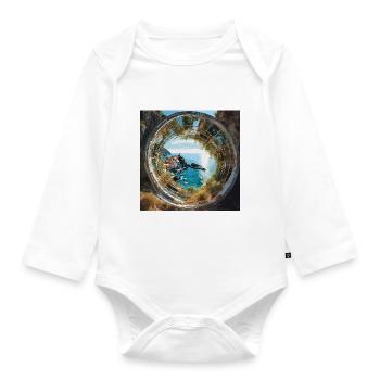 portofino, landschaft,kreis, ring,gold,aquarell - Baby Bio-Langarm-Body - Weiß - Vorne
