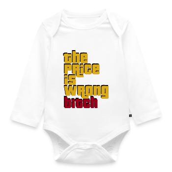 the price, Sprüche, geek, stylish, coole - Baby Bio-Langarm-Body - Weiß - Vorne