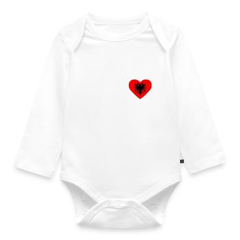 Cœur drapeau Albanie - Body Bébé bio manches longues - blanc - Devant