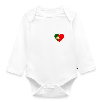 Cœur drapeau Portugal - Body Bébé bio manches longues - blanc - Devant