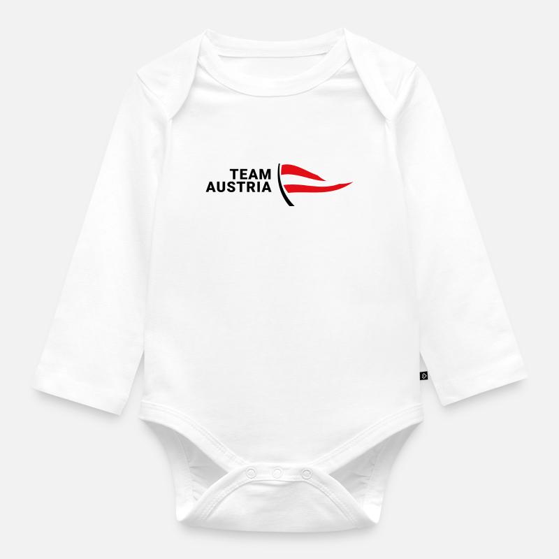 Team Austria - Baby Bio-Langarm-Body - Weiß