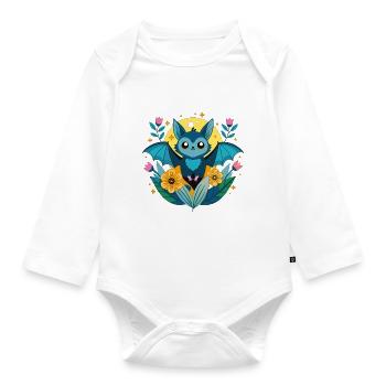 Petite chauve-souris dans le soleil couchant - Body Bébé bio manches longues - blanc - Devant