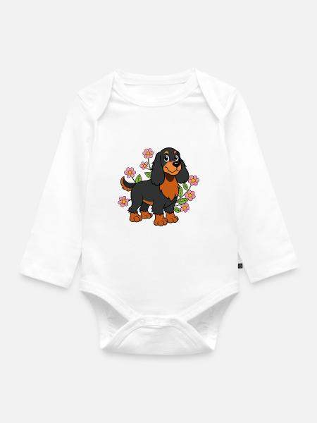 Kleiner Gordon Setter - Baby Bio-Langarm-Body - Weiß