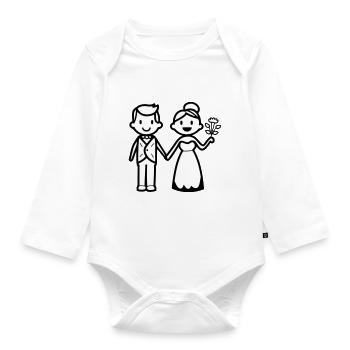 Hochzeit Brautpaar Ehepaar - Baby Bio-Langarm-Body - Weiß - Vorne