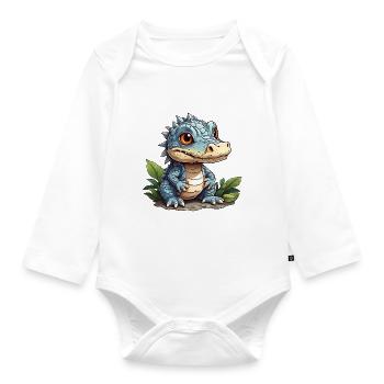 little cute alligator - Organic Longsleeve Baby Bodysuit - white - Front