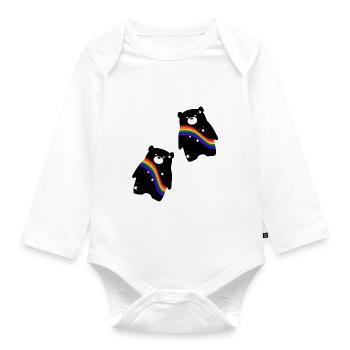 Rainbow Bear - Organic Longsleeve Baby Bodysuit - white - Front